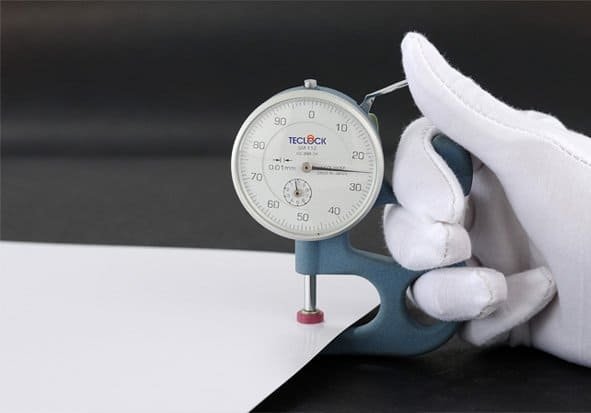 Paper Thickness Tester measuring material caliper for folding cartons and inserts