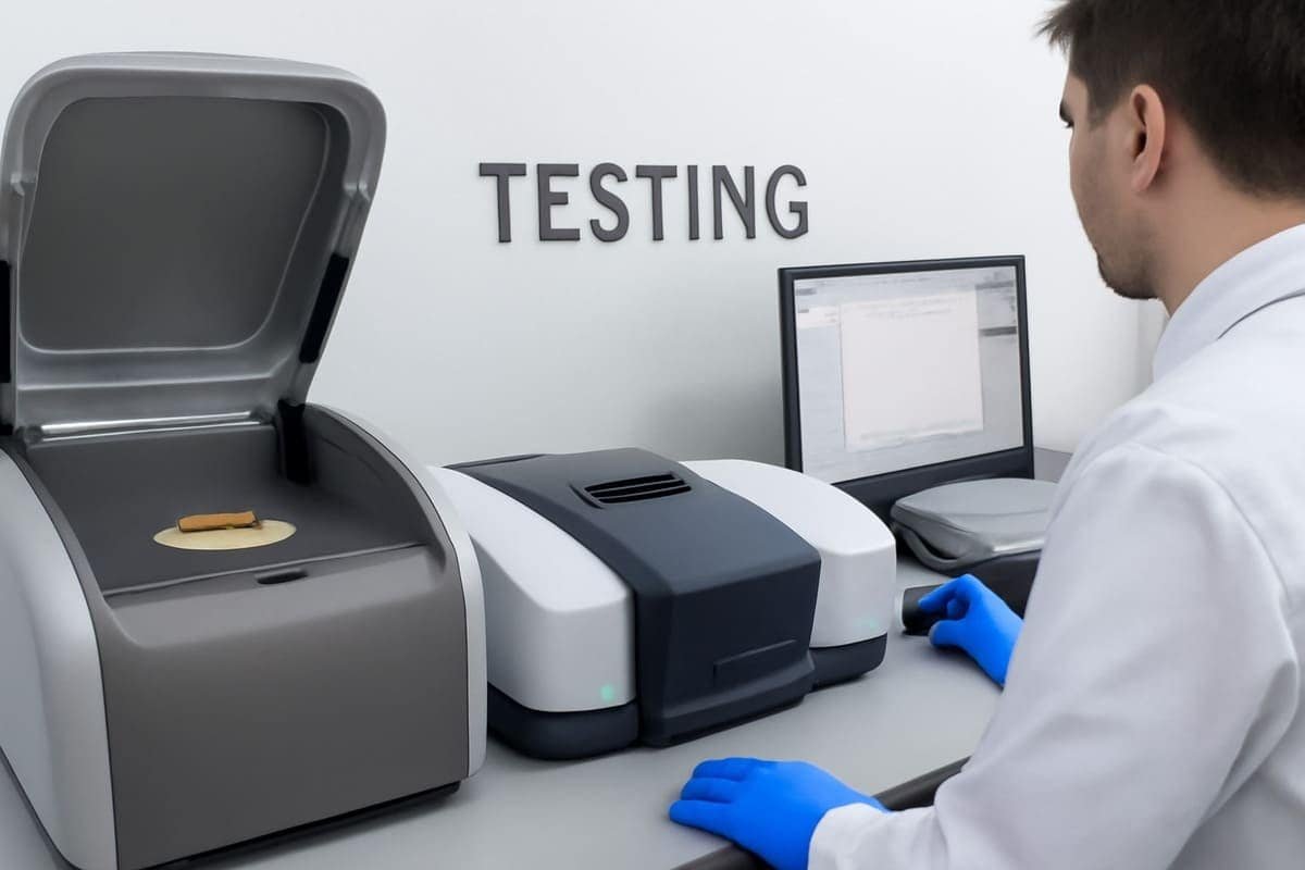 Third-party laboratory testing equipment used for RoHS and REACH compliance testing, ensuring environmental safety of materials.