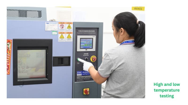 Temperature cycling test for packaging, ensuring adhesive and print stability under extreme conditions.