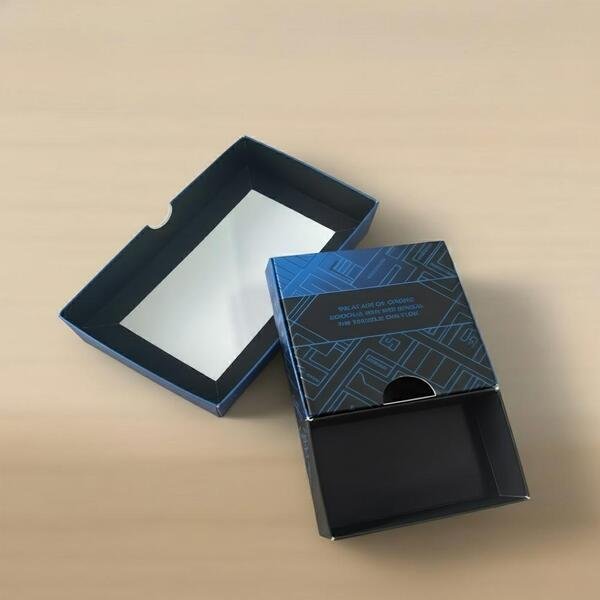 Two-piece telescoping folding carton with separate lid and base for premium packaging.