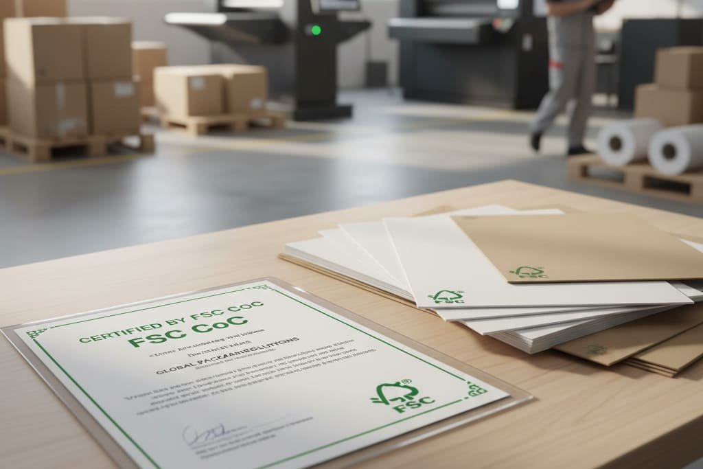 FSC certified paper material showcasing eco-friendly sourcing and responsible forestry practices.