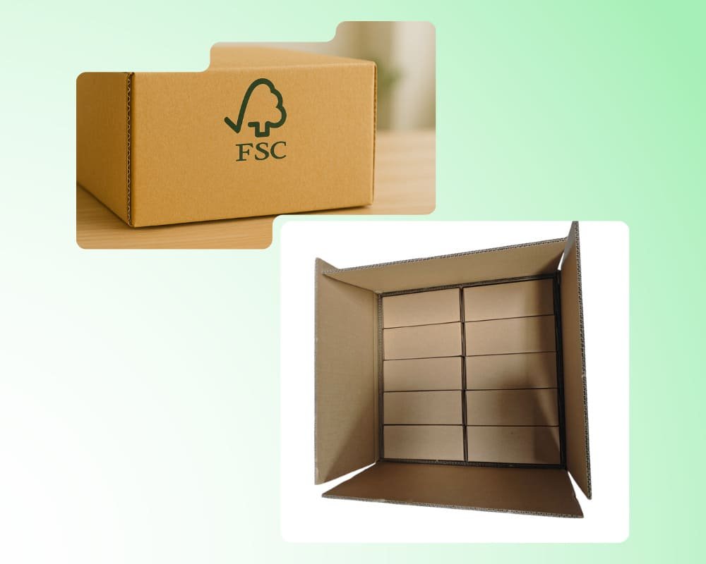 One-stop packaging solution showing inner printed boxes and outer cartons prepared for shipping.