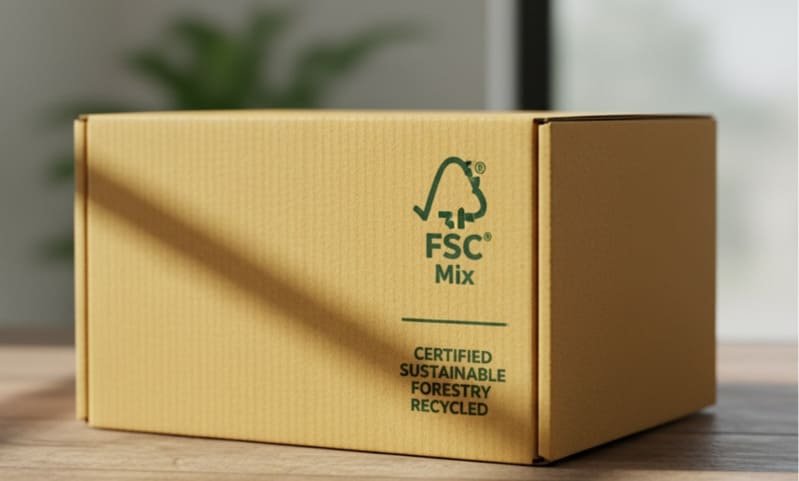 FSC-certified packaging material representing sustainable and responsibly sourced paper
