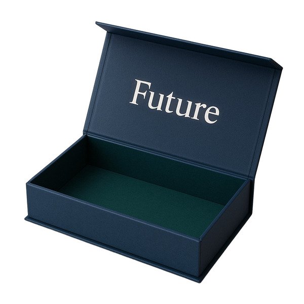 Book-style rigid box – hinged design resembling a book for premium gift sets.