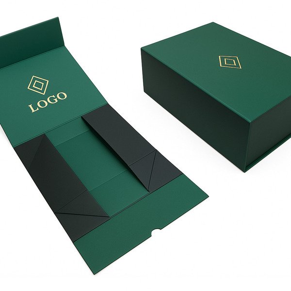 Collapsible rigid box – foldable design for reduced shipping volume and storage efficiency.